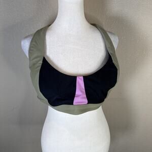 Prana Swim Top XL Black Pink Color Block Fair Trade Athletic‎ Tie Back